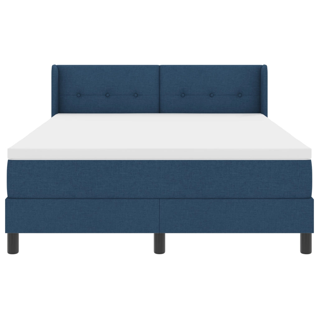 Letto box spring  con materasso blu 140x200 cm tessuto
