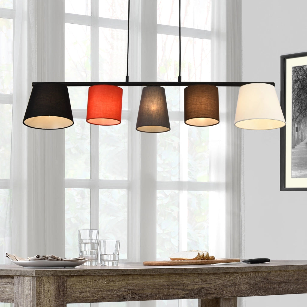 [lux.pro] Lampada da Soffitto a 5 Luci Lampada a Sospensione Paralume Tessuto Multicolore E14 40W
