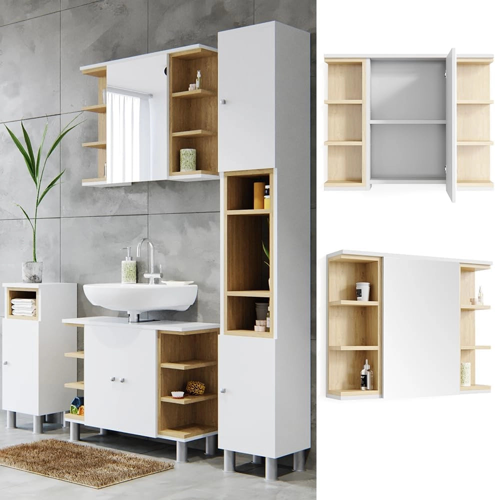 Specchio contenitore bagno Aquis, Bianco, 79.6 x 64 cm, per la conservazione in bagno e combinabile con Aquis