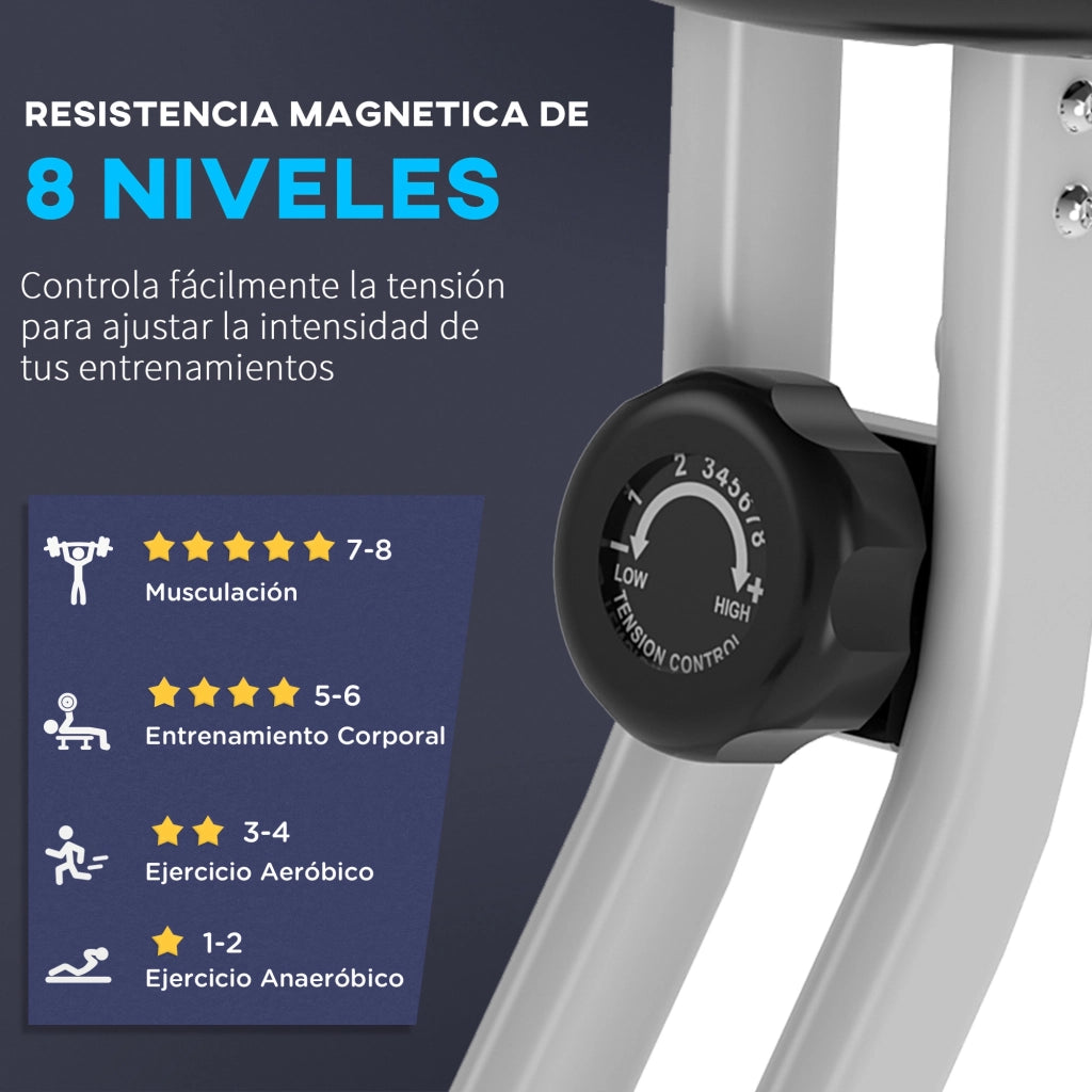 Bicicletta Statica Pieghevole con Schienale ¨C zephmum ¨C Grigio