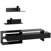 Easycomfort Mobile Porta TV Moderno con 2 Mensole in Legno, Vani Aperti e Armadietti, Nero