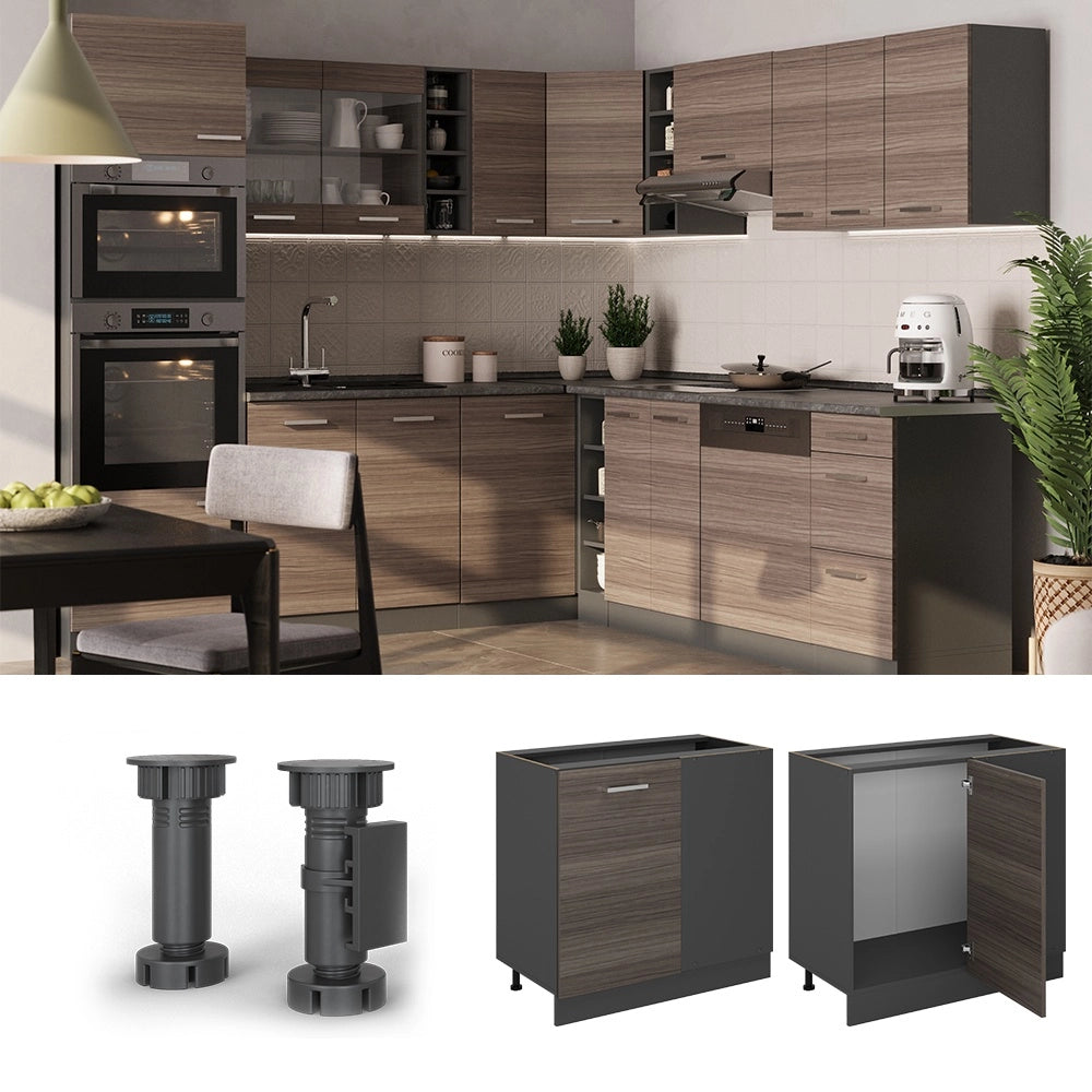 Mobile ad angolo cucina R-Line Grigio nobile/Antracite 86 cm senza piano di lavoro Vicco