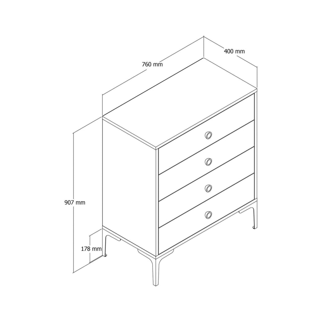 Cassettiera Molly, Settimino multiuso, Comò camera da letto, Mobile con cassetti, 76x40h91 cm, Noce e Bianco