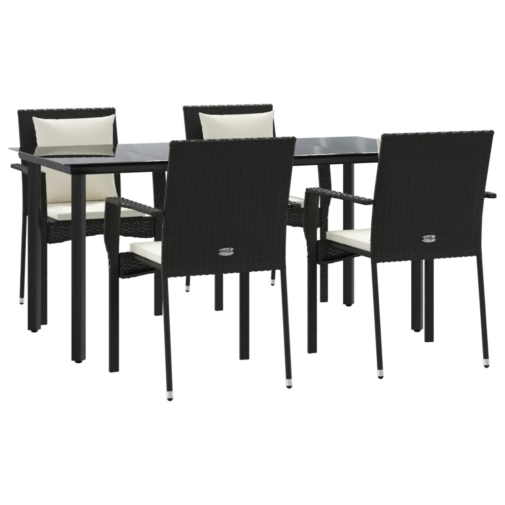 Set da Pranzo da Giardino 5 pz Nero con Cuscini in Polyrattancod mxl 76480