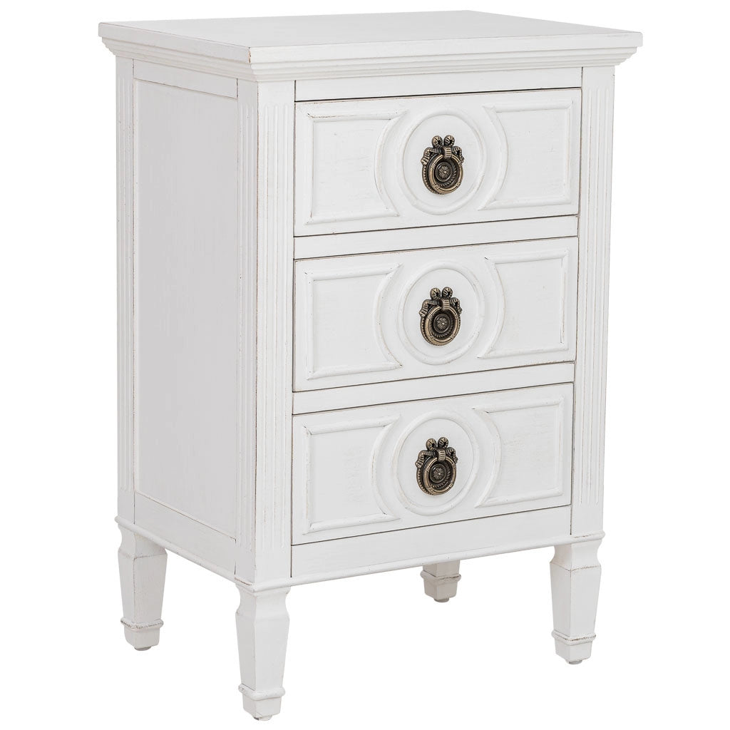 Comodino in legno bianco 46x32,5x67h cm