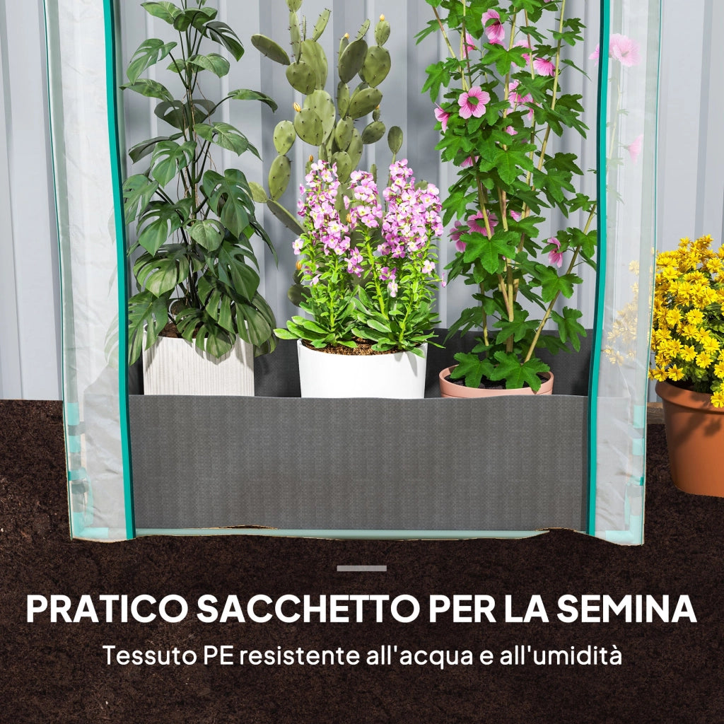 Serra a Parete 89x50x152 cm con Sacco per Piante e Ingresso Avvolgibile in Acciaio e Plastica Trasparente
