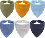 Set di 6 fasciature per bambini con forma triangolare, fasciature a doppia lastra morbide e assorbenti con 2 chiusure regolabili per neonati e bambini in età prescolare - 01
