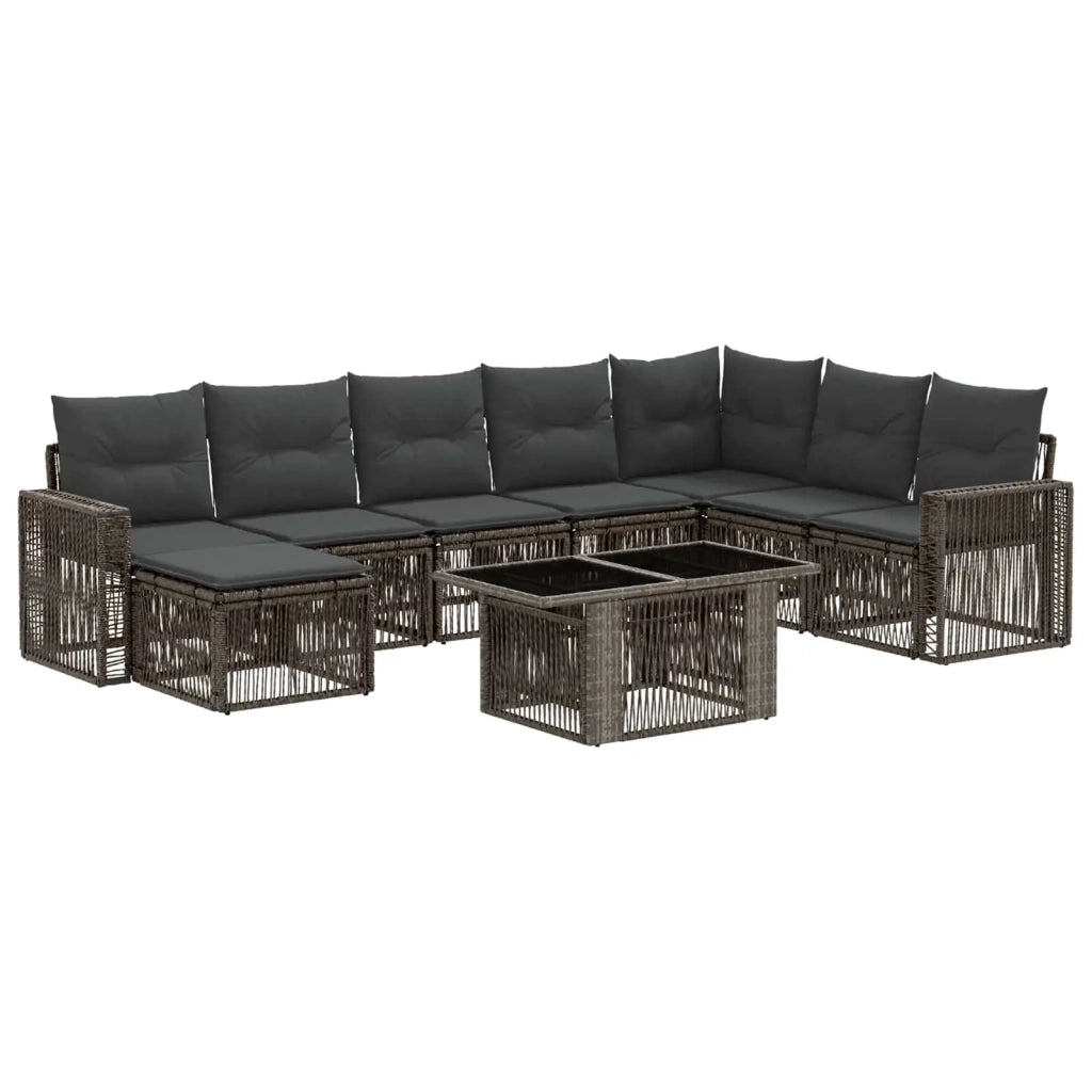 Set Divano da Giardino 9 pz Grigio e Grigio Scuro polyrattan 3436835