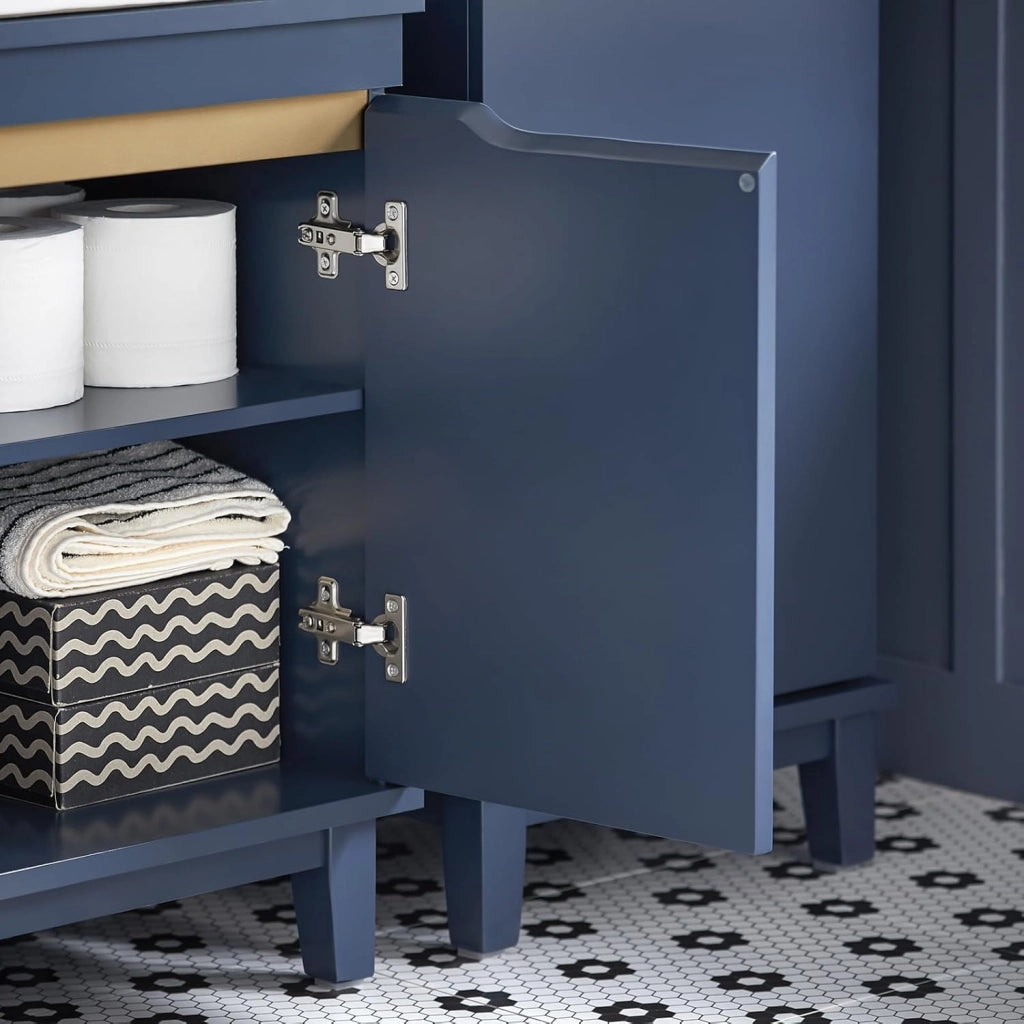 Mobile Sottolavabo – Mobiletto da Bagno con Ante – Mobile Sottolavabo Stretto in Legno per Piccoli Spazi, Blu, 60 x 59 x 30 cm, BZR113-B