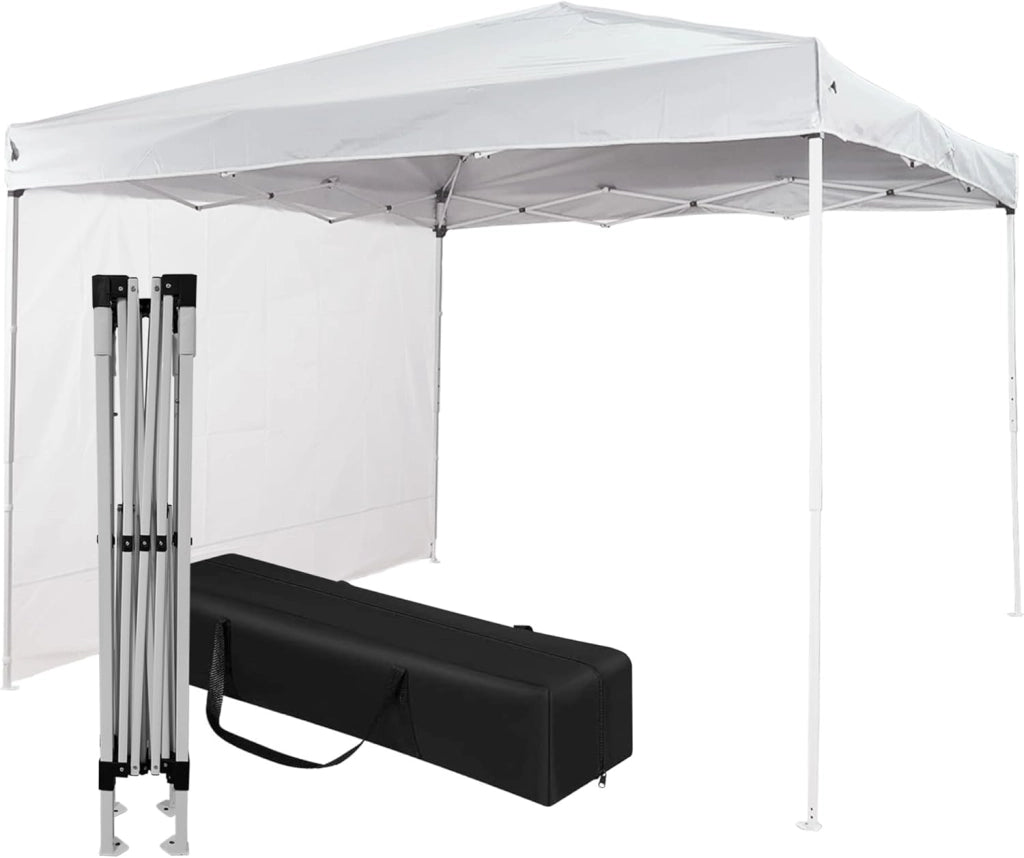 Gazebo 3x3 Pieghevole Impermeabile Con 1 Parete Laterale, Struttura Resistente, Richiudibile a Fisarmonica, Con Sacca Per il Trasporto, Telo in Poliestere 160 gr/mq | Gazebo Pop-up