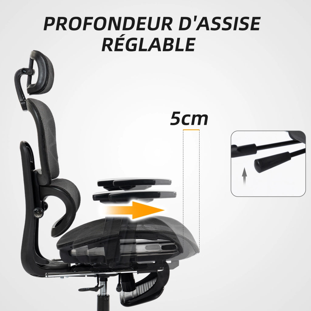 Sedia da ufficio ergonomica ¨C Xylo ¨C Schienale reclinabile, braccioli 3D, 66x64x122 cm, nero