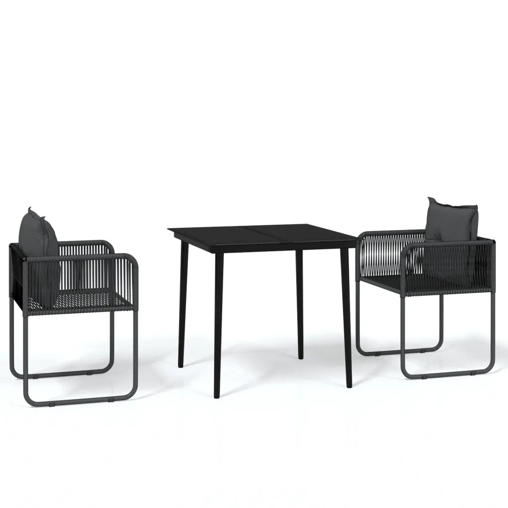 Set Mobili da Pranzo per Giardino 3 pz Nero cod mxl 40949