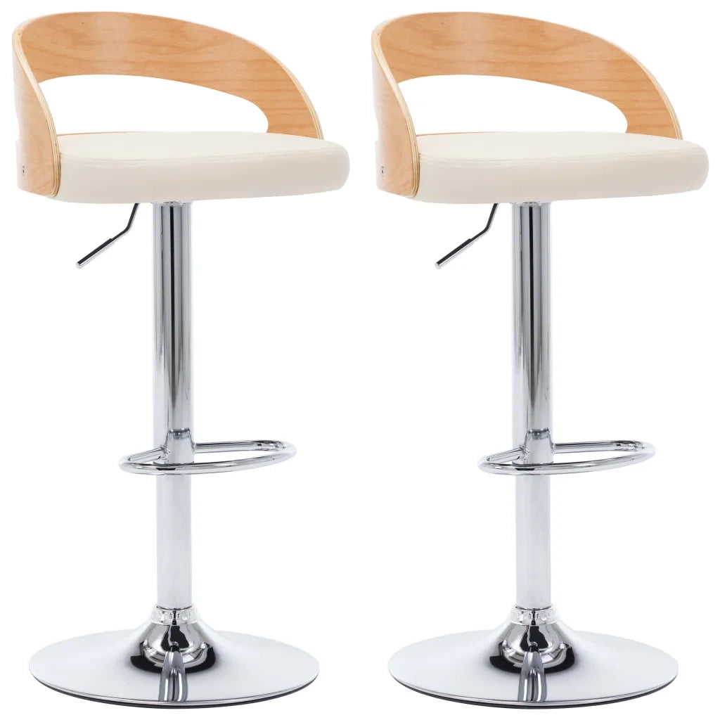 Sgabelli da Bar 2 pz Crema in Similpelle e Legno Curvato 283147