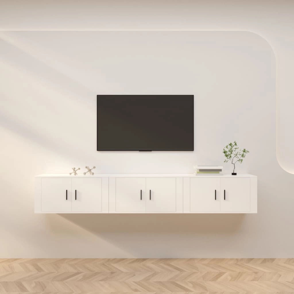 Mobili Porta TV a Parete 3 pz Bianco 80x34,5x40 cmcod mxl 124684