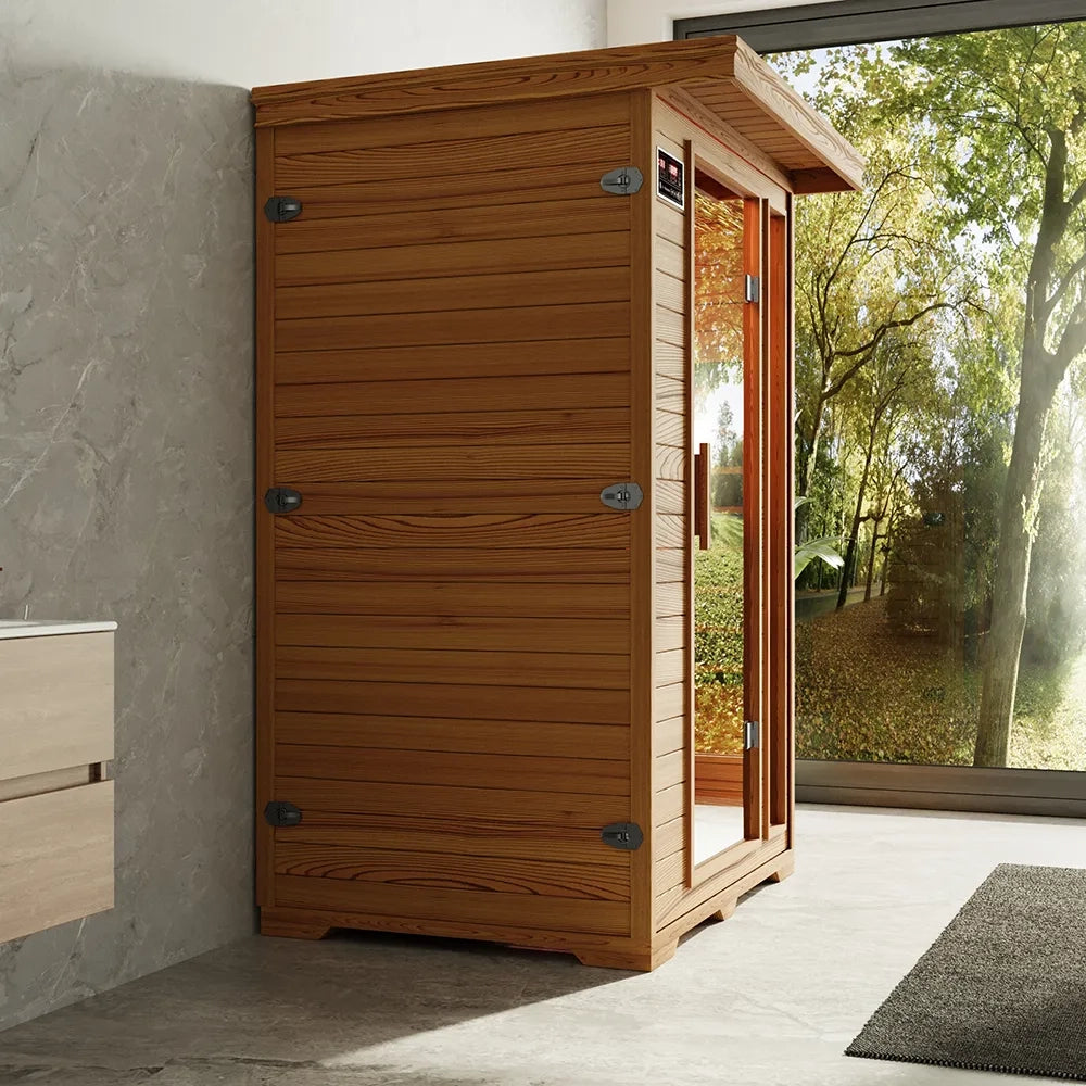 Sauna ad infrarossi 95x126 cm H195 in legno di cedro con radio integrata | Savon