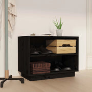 Scarpiera-Scaffale per scarpe Nera 60x34x45 cm in Legno Massello di Pino
