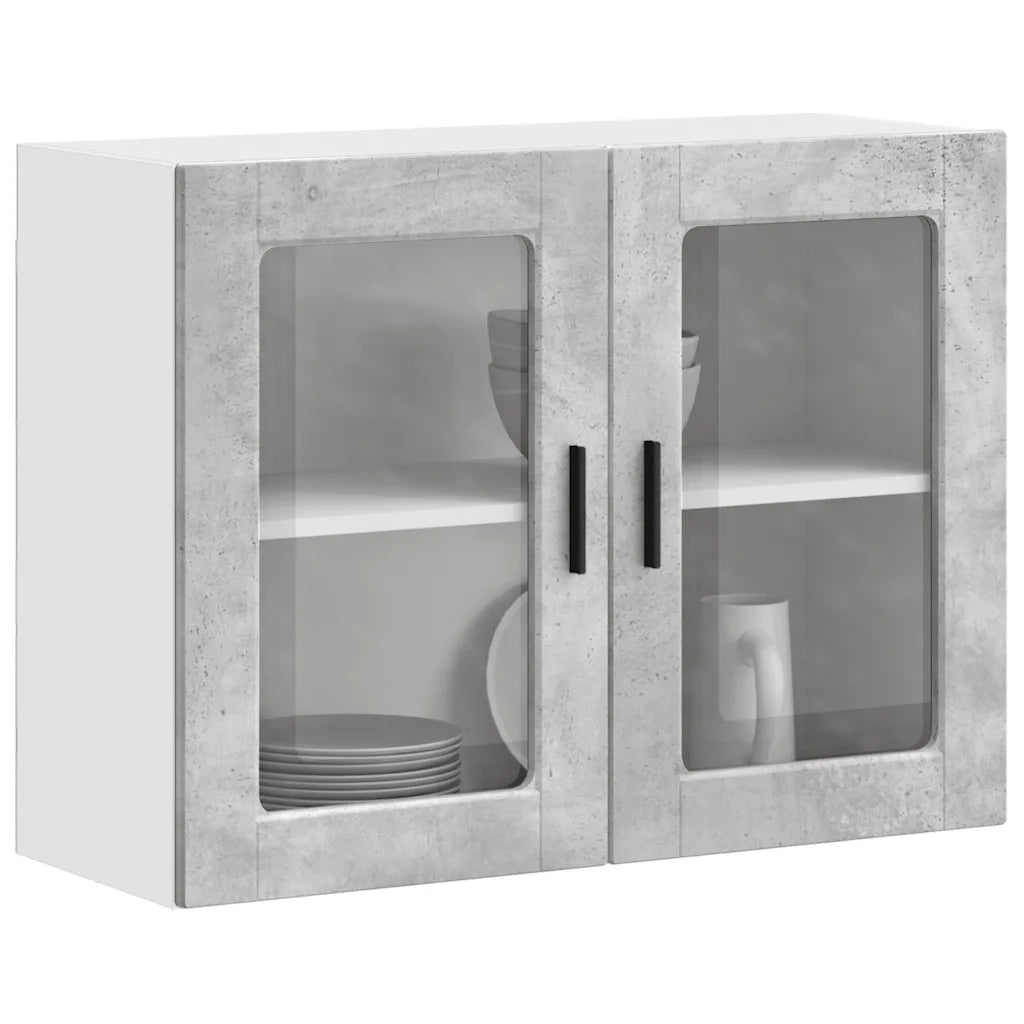 vidaXL Pensile da Cucina con Porta in Vetro Porto Grigio Cemento