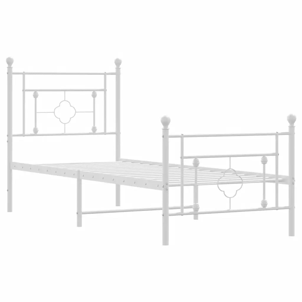 Giroletto con Testiera e Pediera Metallo Bianco 80x200 cm 374397