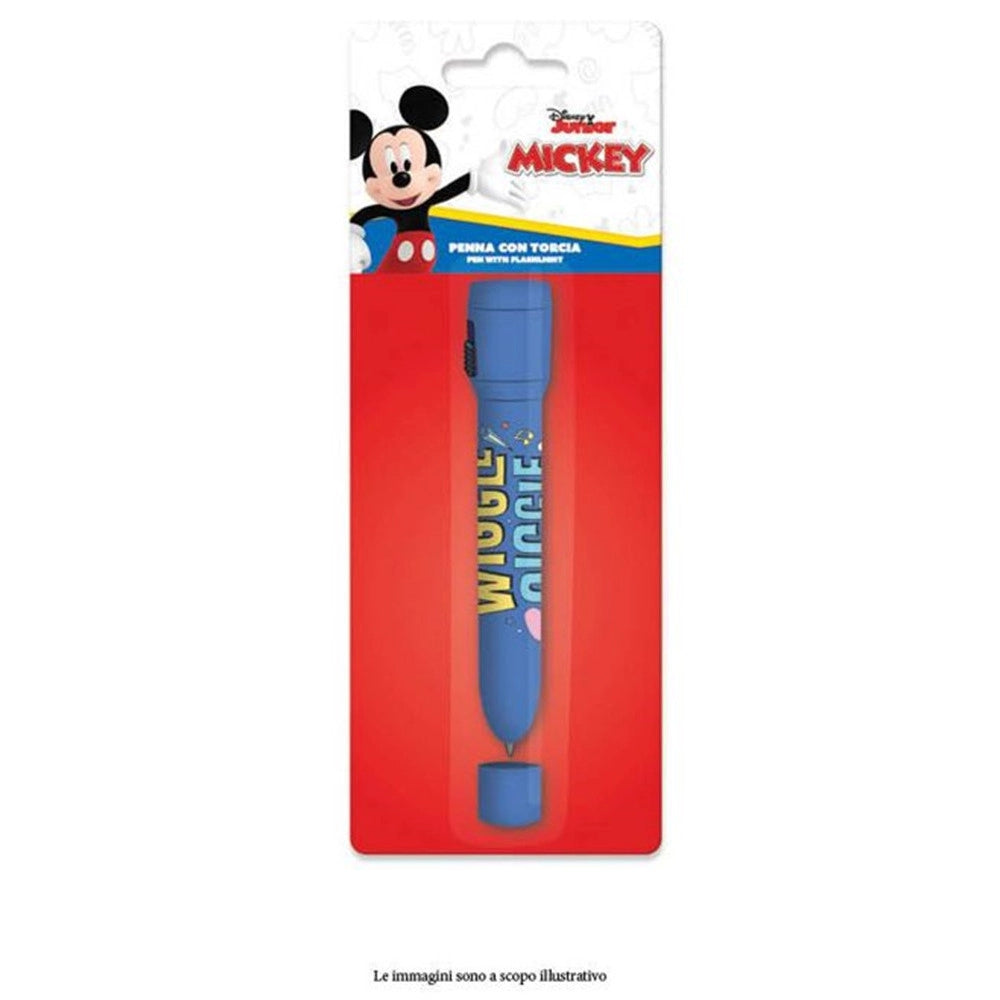 Trade Shop - Penna Con Torcia Grafica Topolino Accessori Per Scuola Regalo Feste Bambini 953131 -