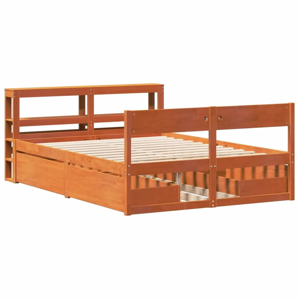vidaXL Letto senza Materasso Marrone Cera 160x200 cm in Legno di Pino