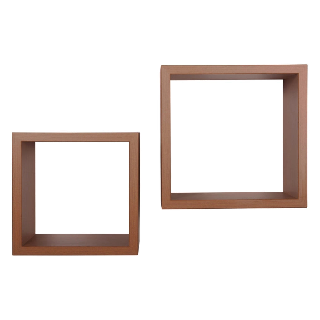 Set di 2 Mensole da Muro Modello Q-BIS MAXI, Cubi Arredo, Mensole Cubo, Cubi da Parete. Misure 35x35 p23.7 cm e 31x31 p23.7 cm. Finitura  CILIEGIO - MADE IN ITALY