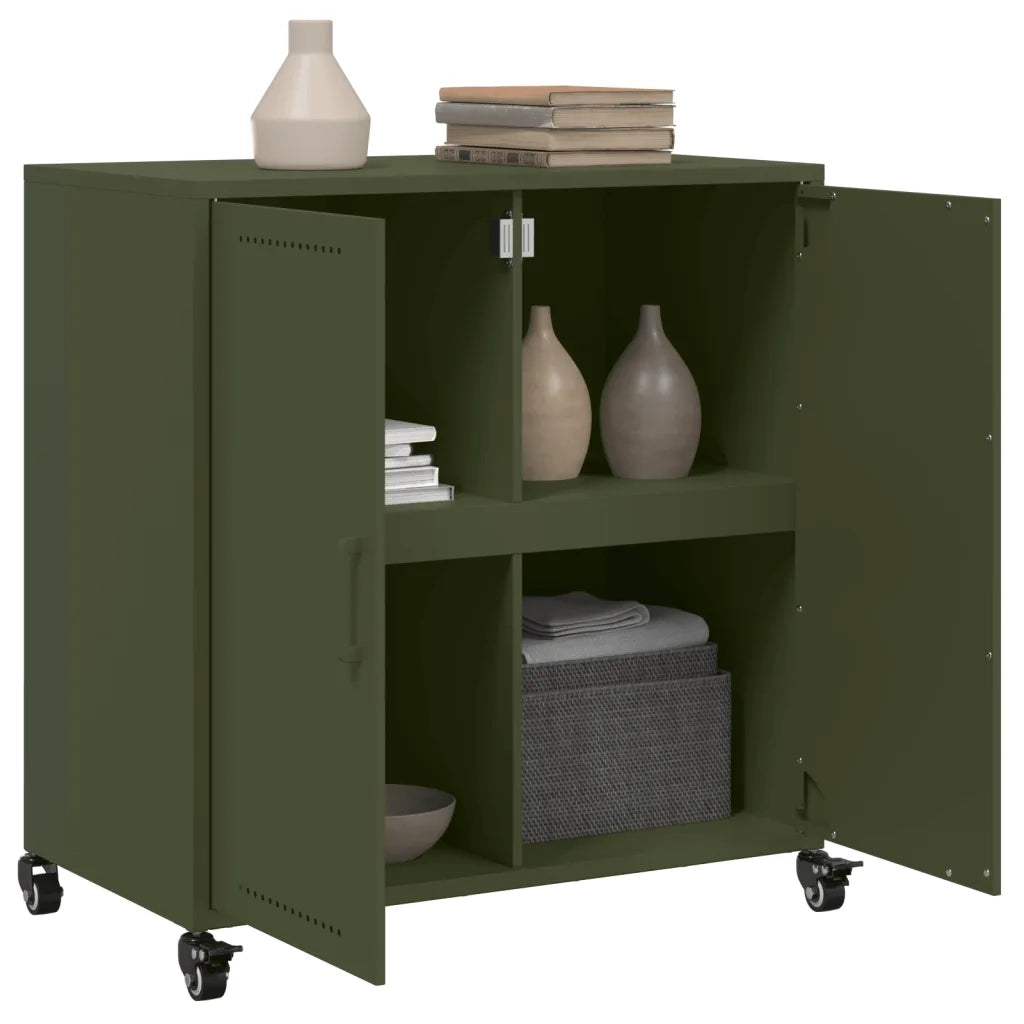 Credenza | Madia | Buffet da pranzo | Armadio da pranzo Verde Oliva 68x39x72 cm in Acciaio