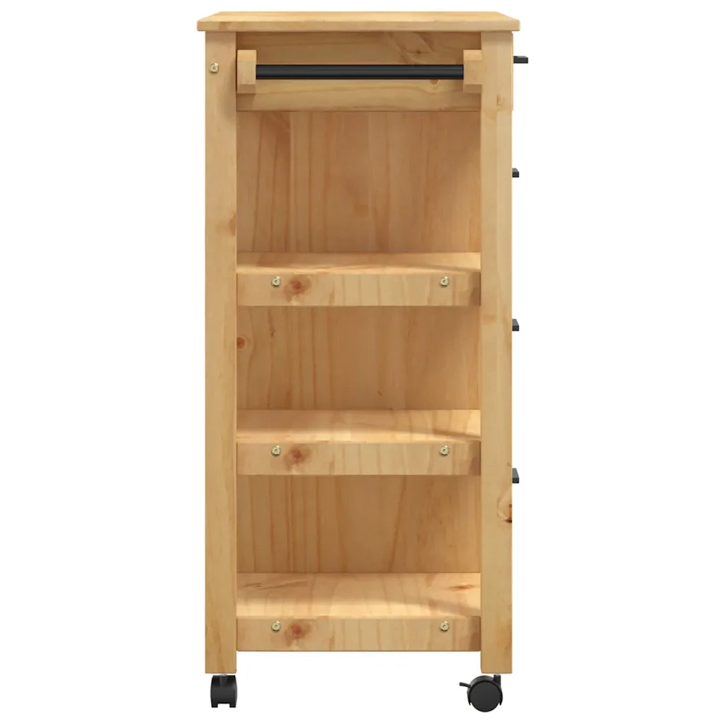 Carrello da Cucina-Scaffale per Cucina MONZA 84x40x88,5 cm in Legno Massello di Pino 610143