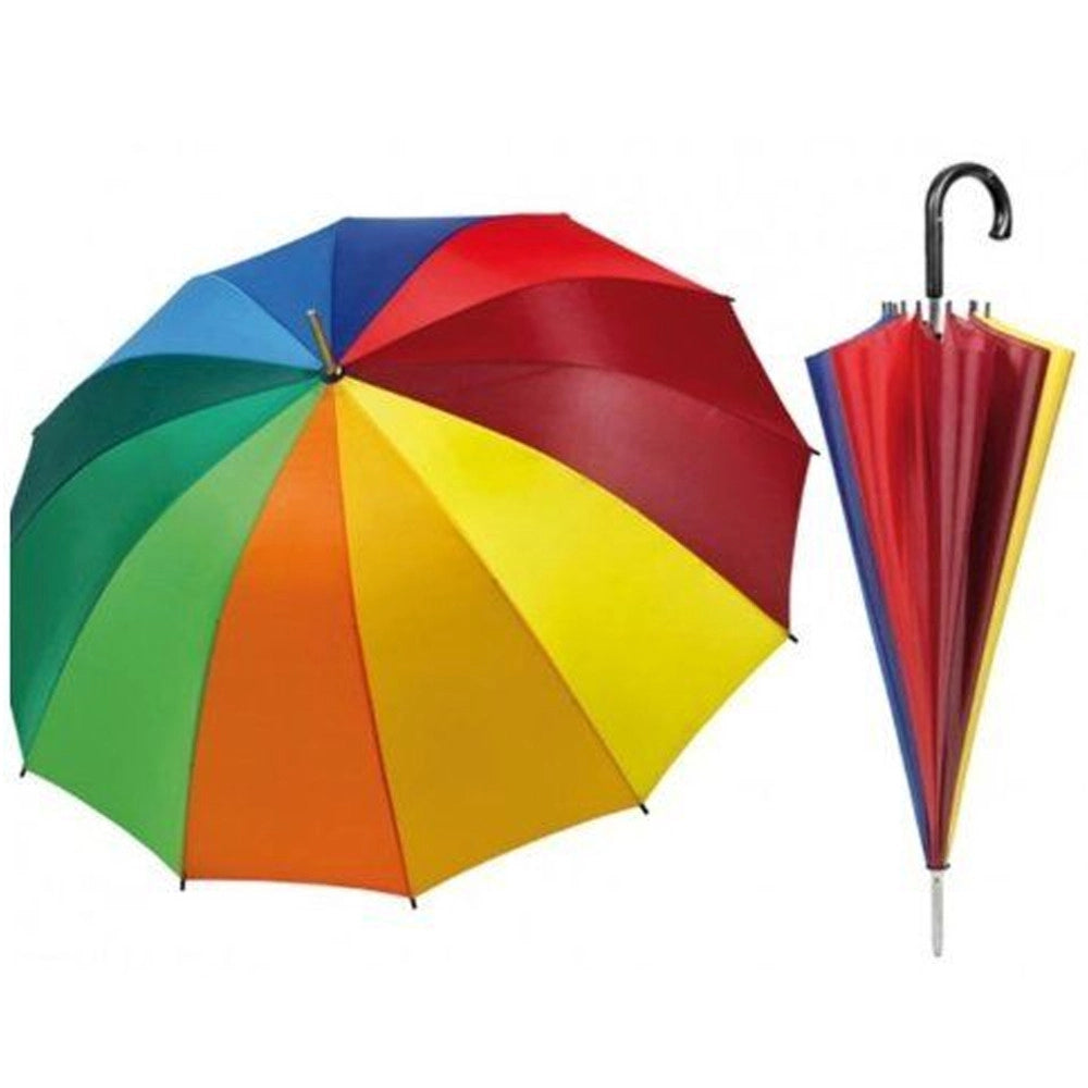 Trade Shop - Ombrello Grande Colore Arcobaleno Protegge Pioggia E Sole Estate Inverno -