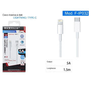 Trade Shop - Cavo Ricarica Dati Lightning A Type-c 5a 1.5 Metri Carica Rapida Iphone F-ip032 -