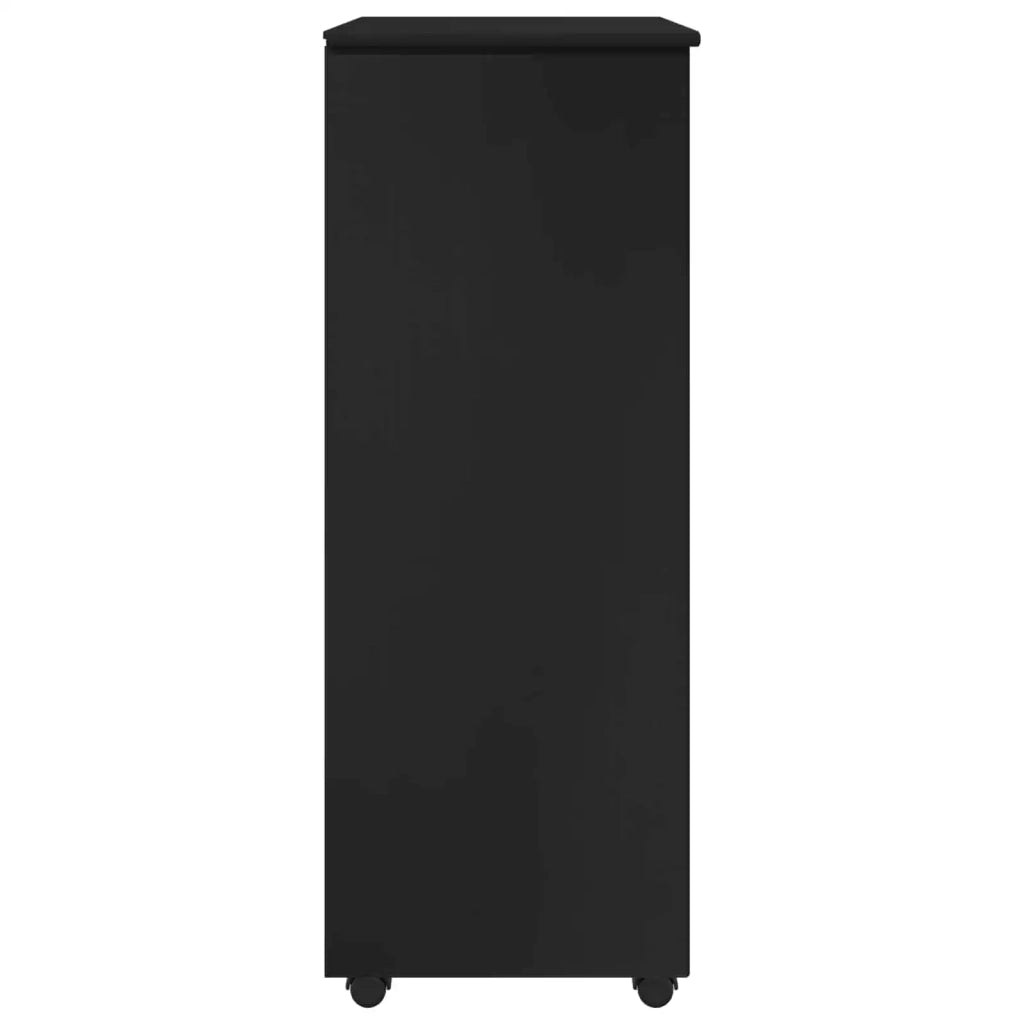 Mobile con Ruote Nero 53 x 39 x 103 cm Legno di Pino Massello
