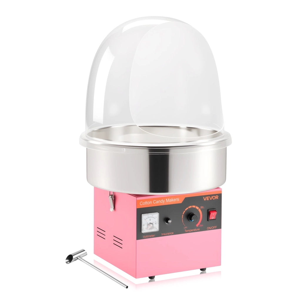 Macchina per zucchero filato elettrica 1000W KB-38 con coperchio ciotola inox rosa facile da usare per feste