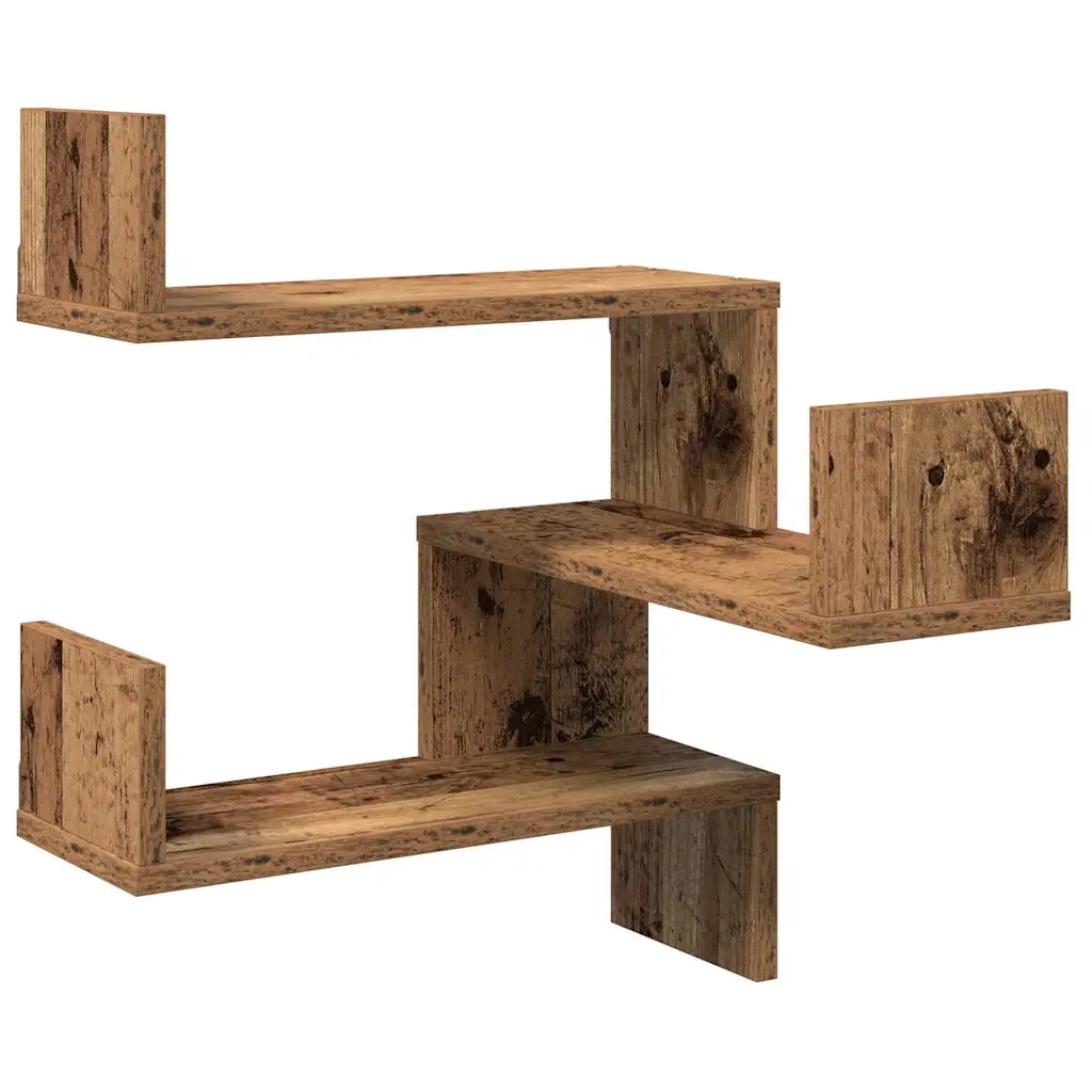 Mensole Angolari 2pz Legno Antico 40x40x49,5 cm in Truciolato