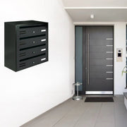ALUBOX CUBO Cassette Postali Condominiali 4 Posti 43X38,5X25 Cm In Lamiera Zincata Cassetta Postale Condominiale Orizzontale Da Interno Ed Esterno Protetto COLORE: ANTRACITE