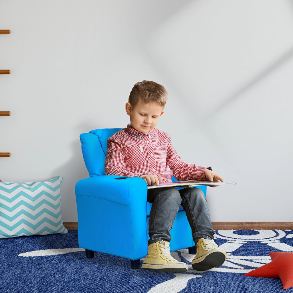 Poltrona reclinabile per bambini in legno ¨C Minimal ¨C Blu 62x52x69