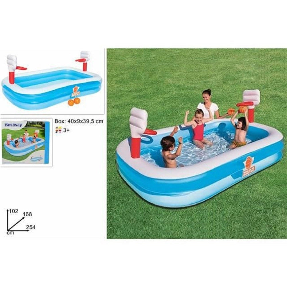 Trade Shop - Piscina Gonfiabile Per Bambini 3 Anni+ Gioco Pallacanestro Basket Giardino 54122 -