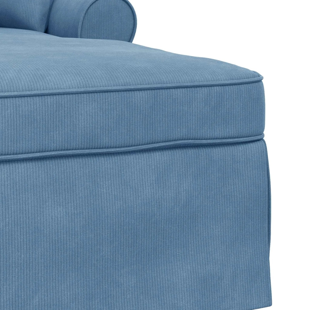 Chaise Longe con Gonna con cuscino 3 pz Blu Tessuto in Cords CFW6190751
