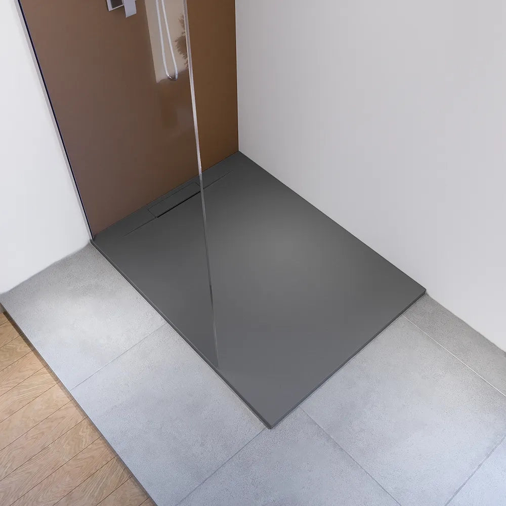 Piatto doccia 70x90 cm in marmoresina grigio effetto pietra | Paros