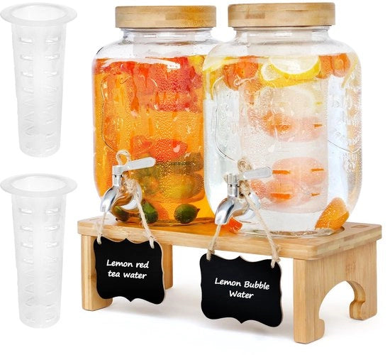 Dispensatore di Bevande in Vetro - 8 Litri - Ideale per Feste - Perfetto per Matrimoni e Feste di Compleanno