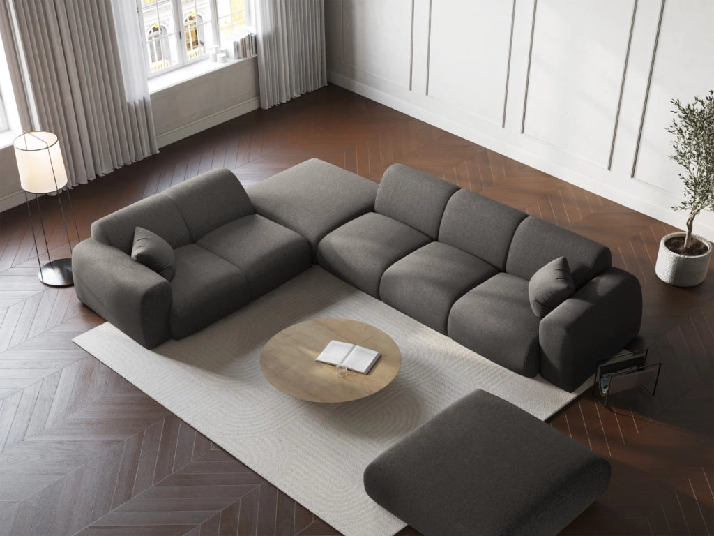 Cosmopolitan Design - Divano angolare sinistro "Nolio" 4 posti in ciniglia grigio 