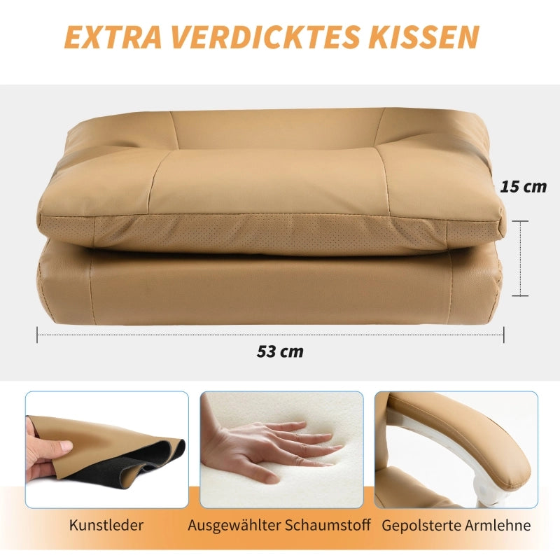 Sedia da ufficio ergonomica reclinabile con poggiapiedi e supporto lombare schienale alto in pelle sintetica marrone