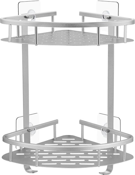 Sostegno angolare per bagno - Spaziale - 1 pezzo - Alluminio - 22x22x36,5 cm