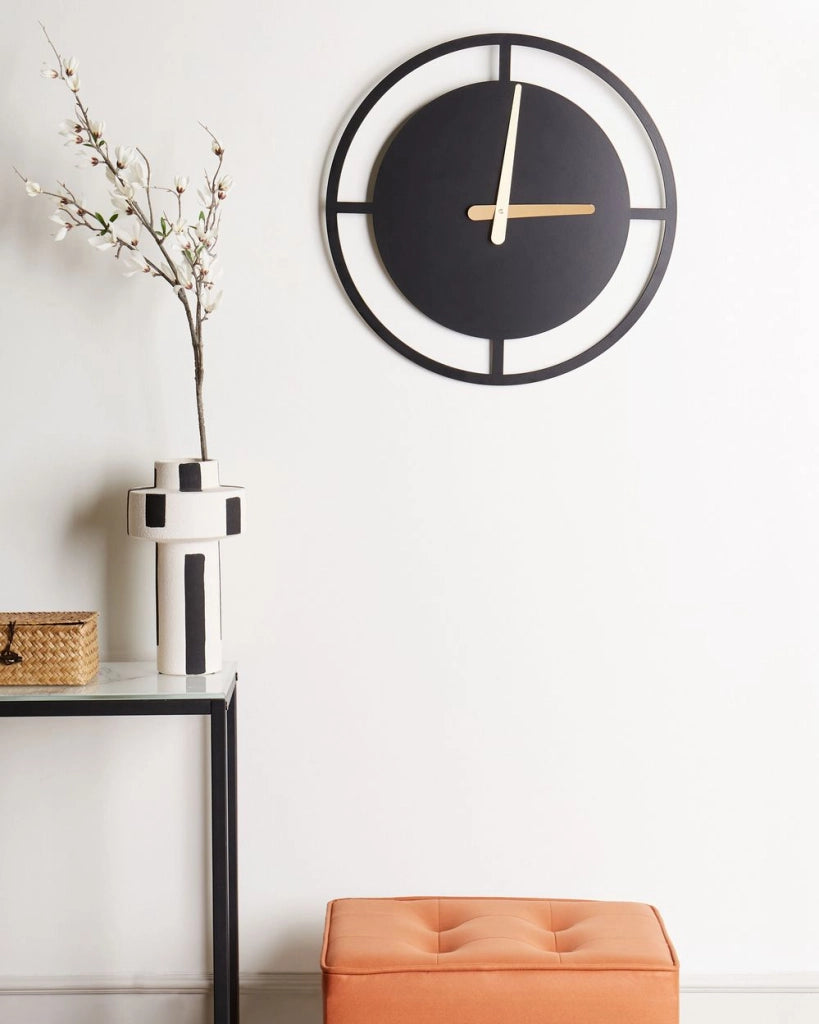 Orologio da parete in acciaio nero ⌀ 40 cm Design moderno e minimalista senza numeri Arredamento per il soggiorno