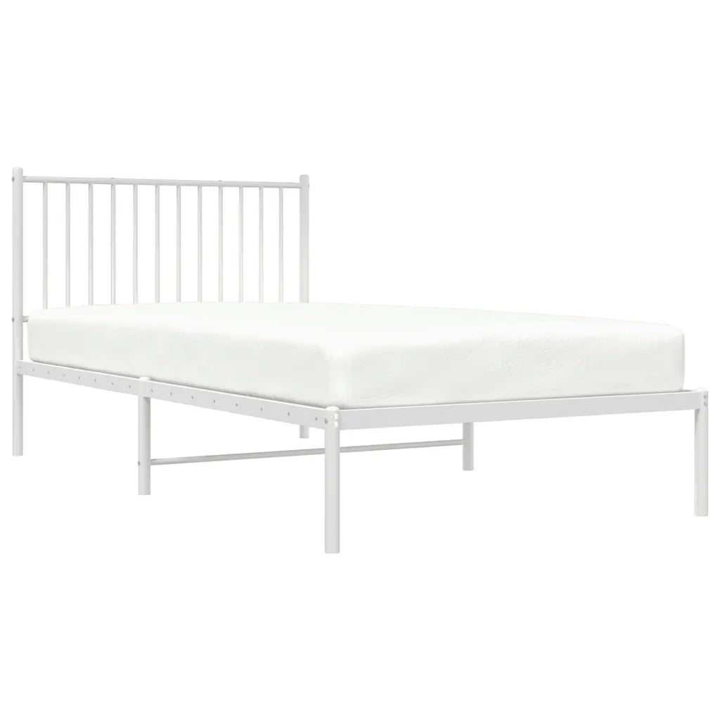 Letto singolo | Letto per adulti | Giroletto con Testiera Metallo Bianco 100x200 cm