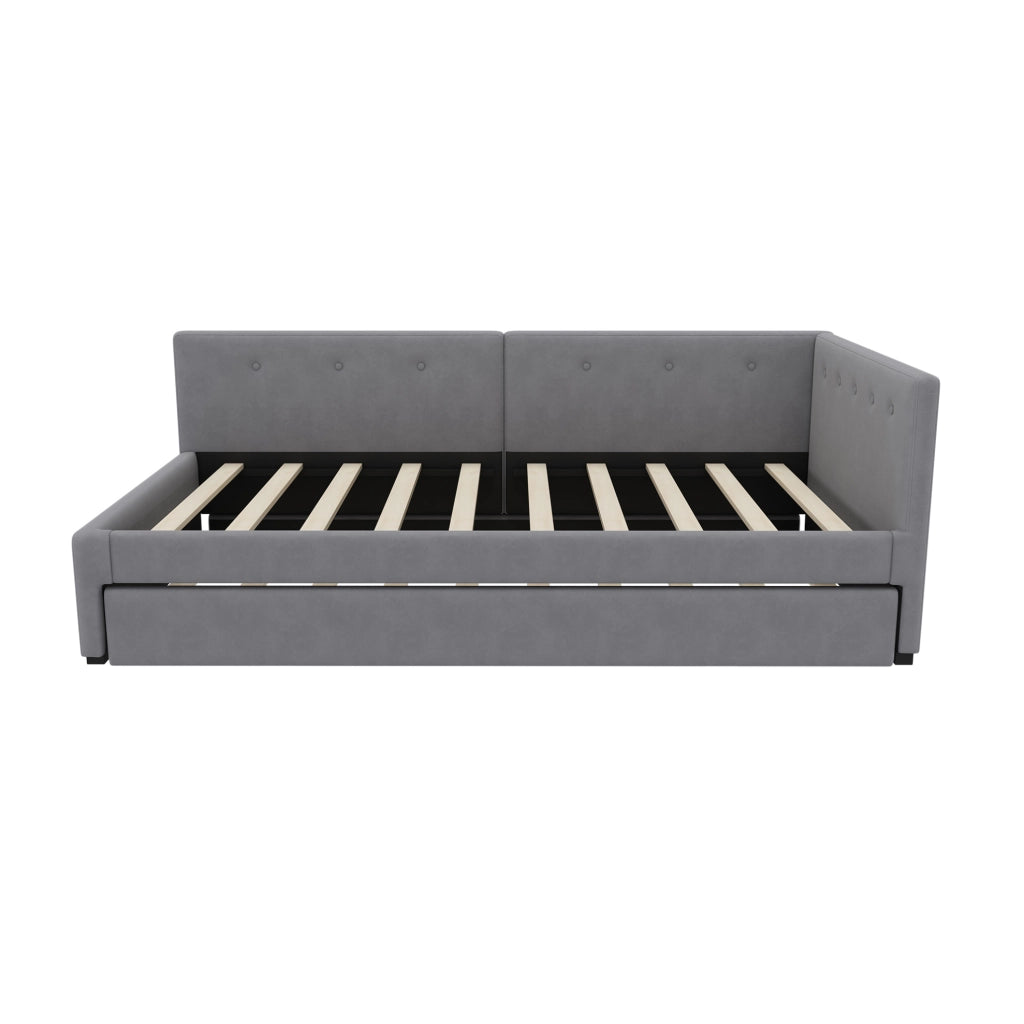Letto singolo in velluto grigio 90x200 cm con letto estraibile