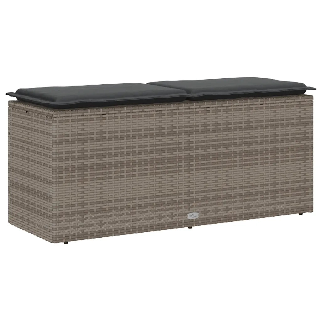 Panchina da Giardino | Panca da Giardino con Cuscino Grigio 110x40x44 cm in Polyrattan