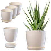 Vaso da fiori KADAX, coprivaso, 20 cm, supporto per fiori, plastica color crema, 3 pezzi.