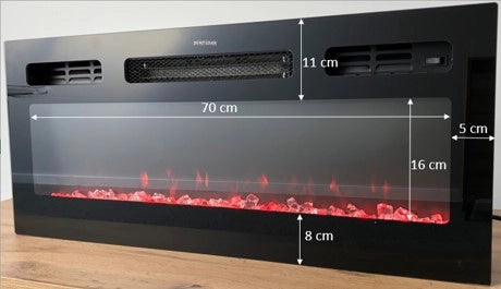 MOBILE TV CON CAMINETTO ELETTRICO Cm 200x40x37h NERO LUCIDO