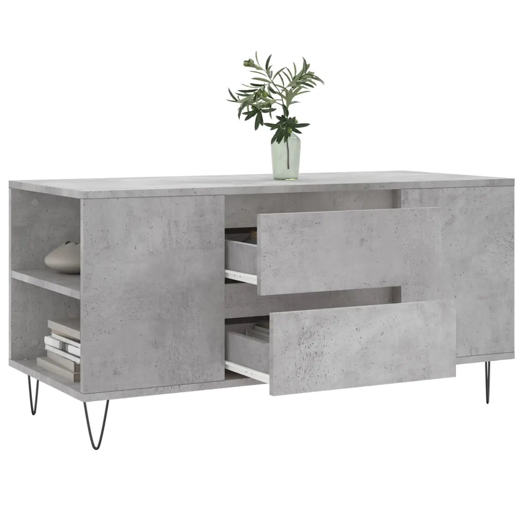 Tavolino Salotto Grigio Cemento 102x44,5x50cm Legno Multistrato 831000