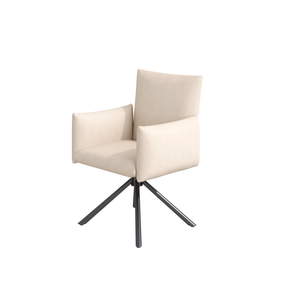 Set di 6 sedie da pranzo girevoli a 360°; ergonomiche; in velluto beige
