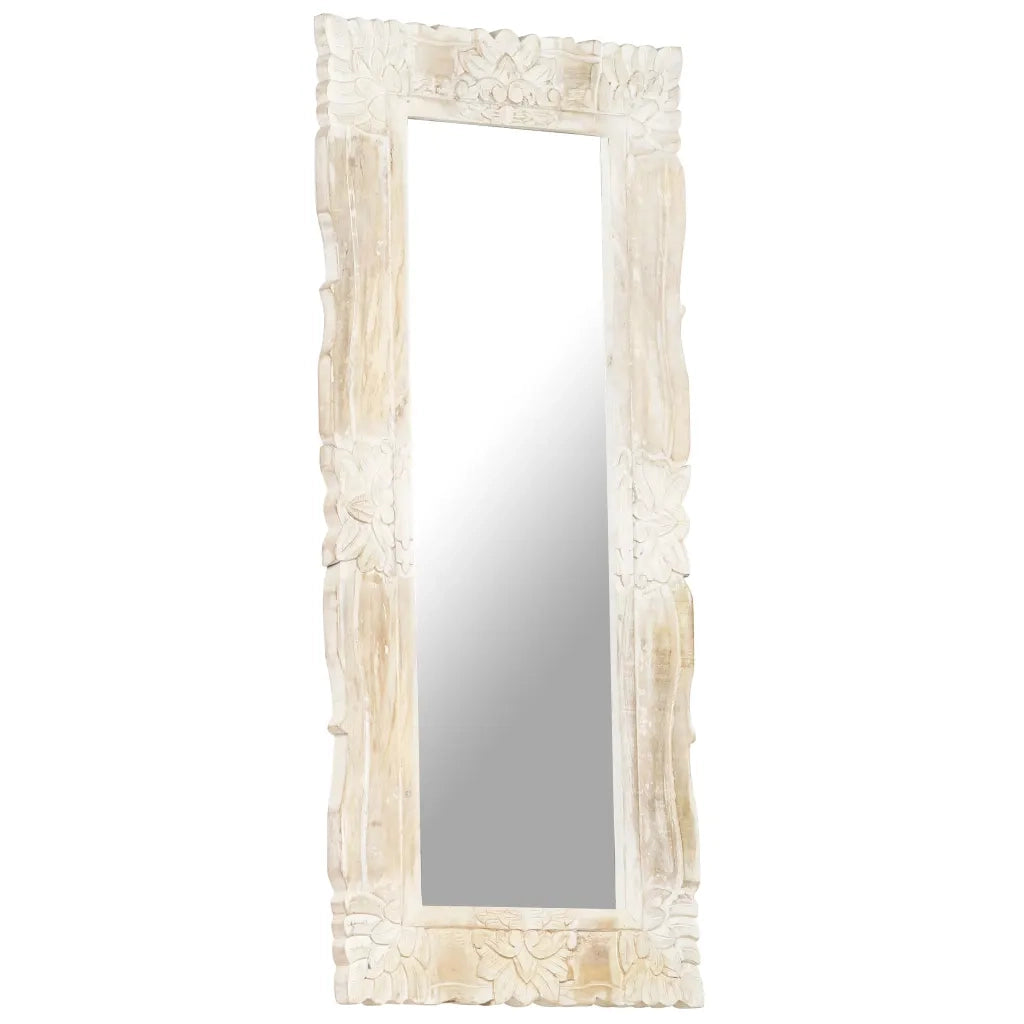 Specchio Bianco 110x50 cm in Legno Massello di Mango 321634